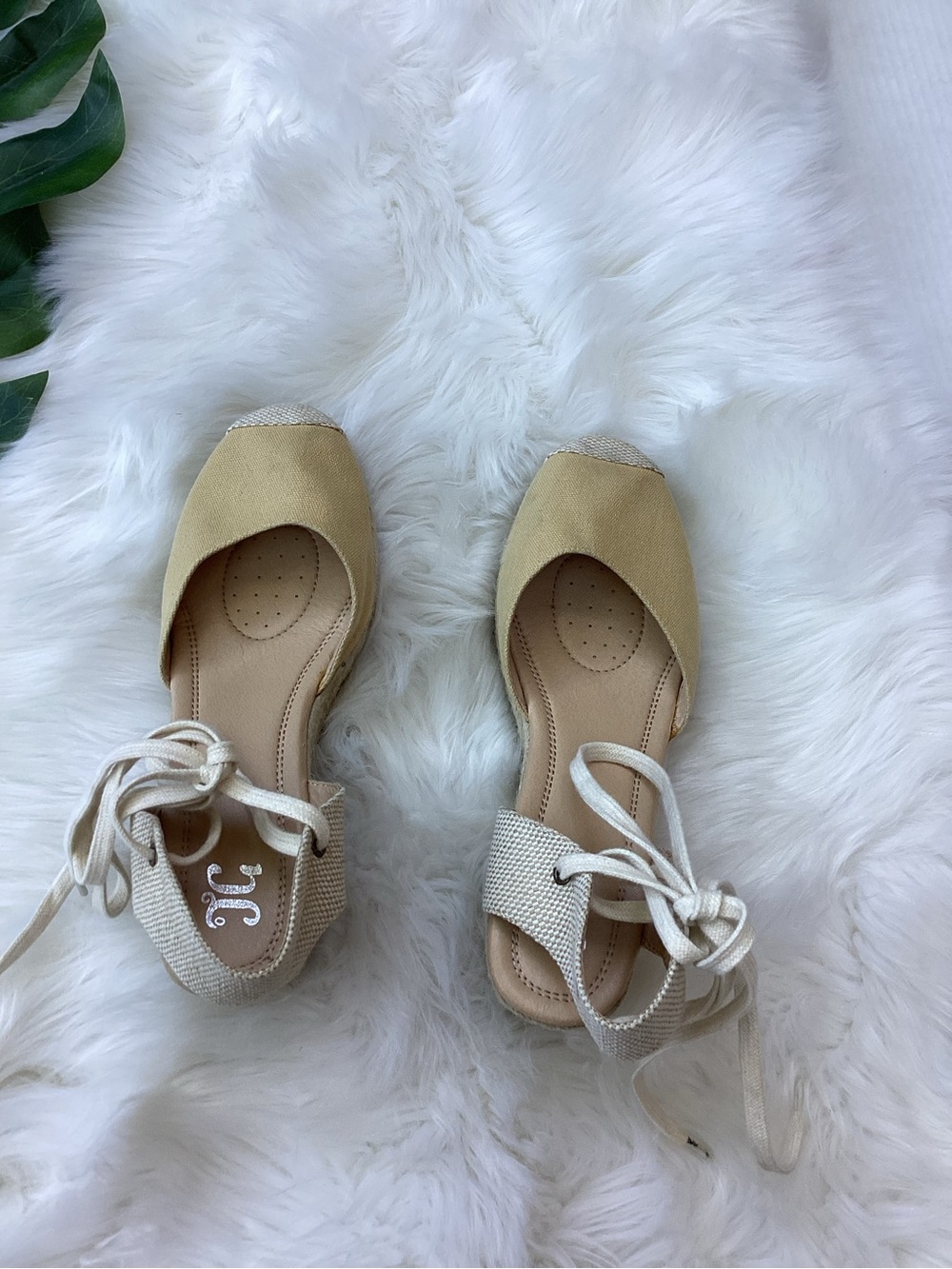 JG Ankle Tie Espadrilles Wedge Shoes Tan 10 - Picture 6 of 11